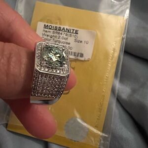 Silver Moissanite ring Ring with Turquoise color 🔥💥